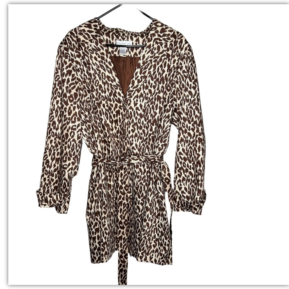 Susan Graver Women’s Animal Print Trench Coat Size 2X Belted